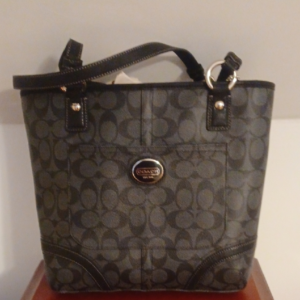 Coach Dark Gray Signature Tote